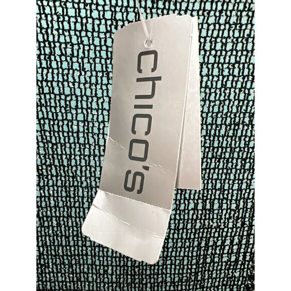 Chico's chicos Sz 1 Medium Black Open Front 3/4 Sleeve Lightweight Jacket Knit - Picture 3 of 9